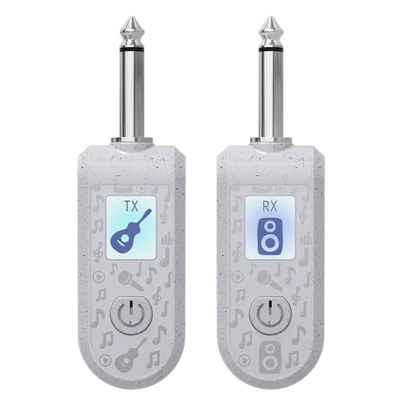 Wireless Guitar Transmitter Receiver, 2.4G Wireless Guitar Transmitter Receiver with Precise Sound, Wireless Transmission System for Guitar Bass Electric Instruments, White