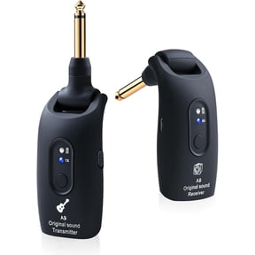 Wireless Guitar Transmitter Receiver, 2.4GHz Guitar Wireless System with 3 Channels, 100ft Range, 270Rotatable, Rechargeable Audio Transmitter Receiver for Electric Guitar Bass Instruments, Black