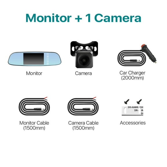 Wireless HD AHD 1080P 5 Inch 2 Channels Car Video Parking Mirror Monitor With Wireless Transmitter Front Rear View AHD Camera ,High Volume Speakers