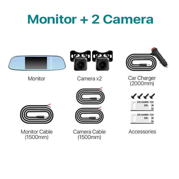 Wireless HD AHD 1080P 5 Inch 2 Channels Car Video Parking Mirror Monitor With Wireless Transmitter Front Rear View AHD Camera ,Clear Images