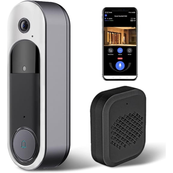 Wireless HD Video Doorbell Camera, Live View 2-Way Audio, Safe Doorbell with Night Vision, Real-Time Alerts, Cloud Storage, 2.4G Wi-Fi only
