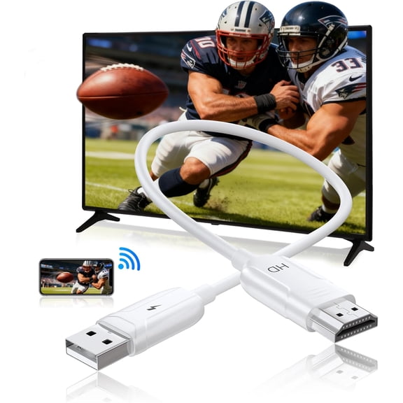 Wireless HDMI Display Adapter, Cable for AirPlay/Miracast to 1080P HDTV Big Screen Mirroring Dongle Adapter Receiver Only Design, MacOS/iOS/Android/Windows, No App/Wi-Fi/Bluetooth