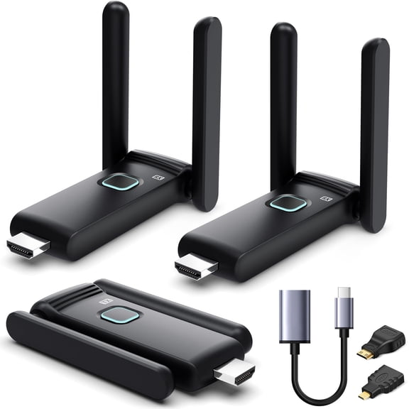 Open Box Wireless HDMI Transmitter and 2 Receivers, 4K Plug and Play Extender Kit, 2.4/5.8GHz Live Streaming, 165FT/50M, HDMI Splitter for Streaming Laptops/Cable Boxes/Game Consoles to Multiple Displays
