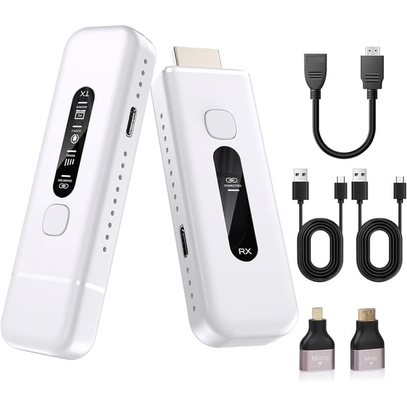 Wireless HDMI Transmitter and Receiver, 1080P60Hz, No WiFi, Plug&Play,LED Display, One-Touch Privacy Button| Dual-Band Wireless HDMI Extender for Laptop/PC to TV/Projector, Mirror/Windows Extend.