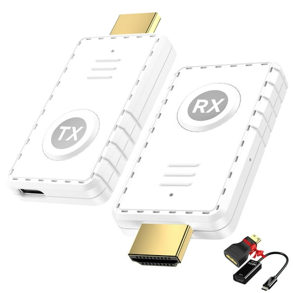 Wireless HDMI Transmitter and Receiver 4K, Plug & Play 2.4G/5G Wireless HDMI Extender with 328FT Long Range, Portable HDMI Kit for Streaming from Laptop/PC/TV Box to Monitor/Projector