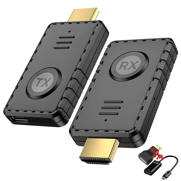 Wireless HDMI Transmitter and Receiver 4K, Plug & Play 2.4G/5G Wireless HDMI Extender with 328FT Long Range, Portable HDMI Kit for Streaming from Laptop/PC/TV Box to Monitor/Projector
