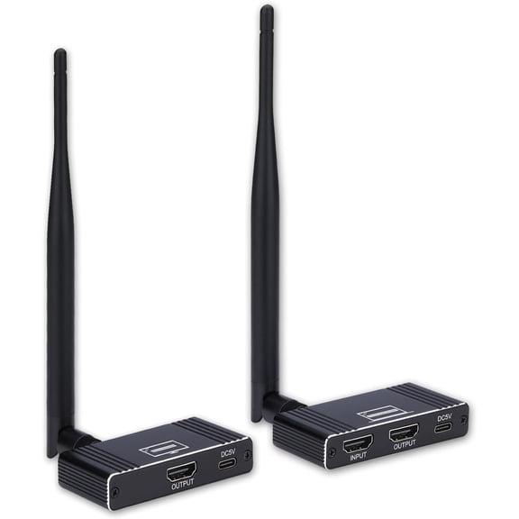 Wireless Transmitter and Receiver, 5.8GHz Wireless Extender 656Ft/ 200M Up to 1080P@60hz Video Resolution, Support laptops, PCs, Blu-ray Player, DVD, Digital Video Cameras etc（Black）
