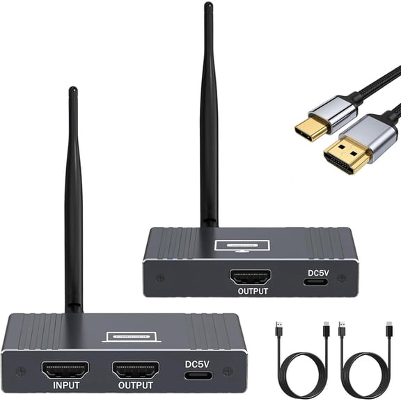 Wireless HDMI Extender 656ft/200M, 2.4/5GHz Transmitter Receiver with Loop Out, 1080P HD Output for Home TV Monitor Projector