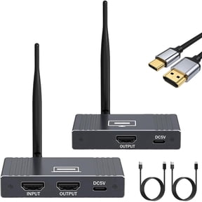 Wireless HDMI Transmitter and Receiver, Stereo 5.8GHz Wireless HDMI Extender Kit, 656ft/200m Long Range, 1080P@60Hz for Home Office Streaming