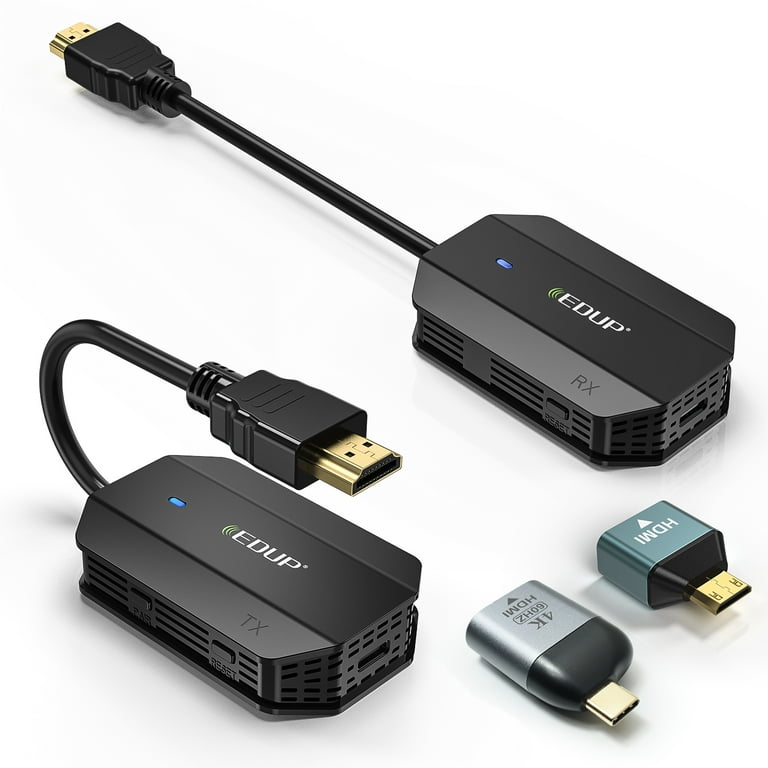 Wireless HDMI Transmitter and Receiver EDUP HDMI Extender Kit 1080P with Type C Micro USB Adapter 98FT 30M Plug and Play for Streaming Video Audio for Laptop Camera Phone to Monitor Projector HDTV Wal...