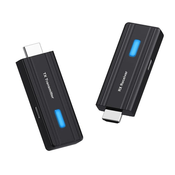 Wireless HDMI Transmitter and Receiver, Plug & Play Portable Wireless HDMI, 1080P@60Hz Crisp AV, Support 2.4/5.8Ghz, for Laptop/Pc/Tv Box/Camera/Projector (Black)