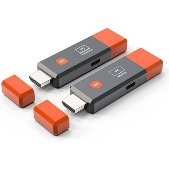 Wireless HDMI Transmitter and Receiver, Portable 1080P@60Hz HD HDMI Wireless Extender, Plug and Play, Support 50M/165FT, 2.4/5.8GHz for PC/Laptop/Camera/HDTV/Projector/TV Box.