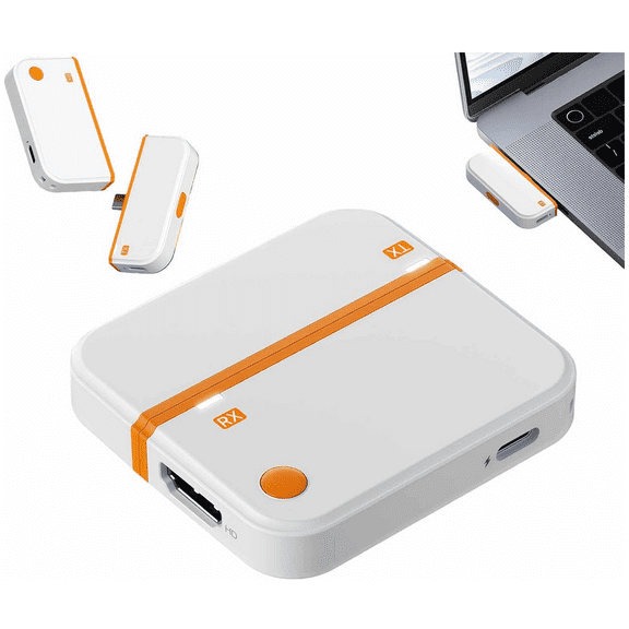 Wireless HDMI Transmitter Receiver-Type C, Dual Connection Modes 1080P with 5G Stable, Plug&Play HDMI Extender for Video/Audio from Laptop, PC, TV to Monitor - (Whith)