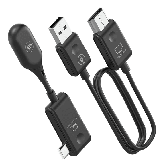 Wireless HDMI Transmitter and Receiver, USB-C to HDMI 1080P for iPhone 15, Laptop, Plug & Play