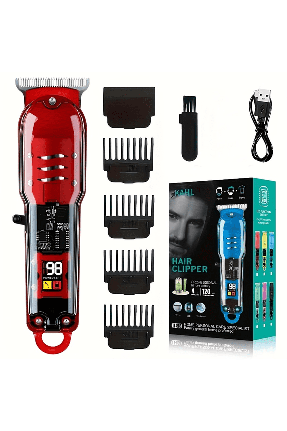 Wireless Hair Clipper, LCD Display, USB Fast Charge, 1800mAh Battery, Cordless Rechargeable for Men's Grooming, Women's Hair Removal, Personal Styling Kit, Travel, Home Use, Gift Idea