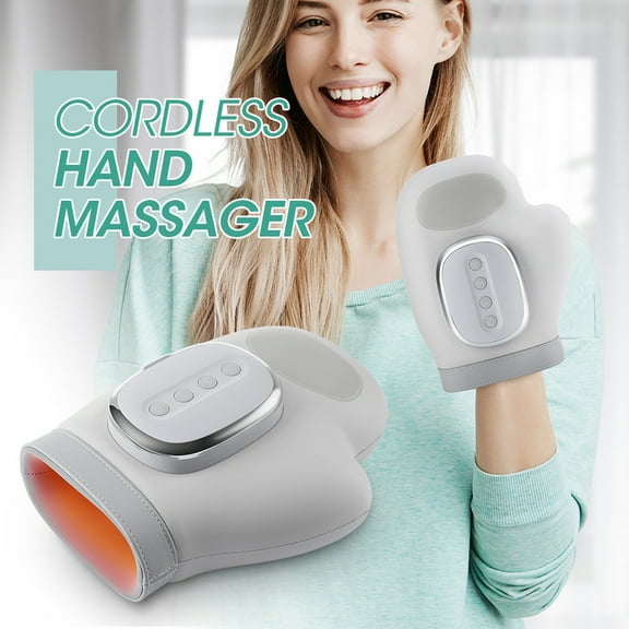 Wireless Hand Massage Glove with Heat, 5 Speed Levels & 3 Heat Settings, Portable Electric Hand Massager for Pain Relief, Includes 1 Massager, USB Cable & Manual