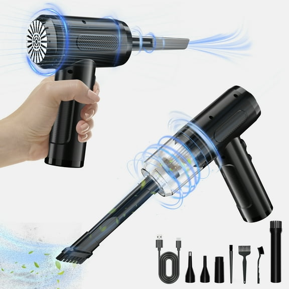 Wireless Handheld Car Vacuum, 12000Pa Strong Suction Mini Vacuum Rechargeable, Compressed Air Duster, Air Blower and Cleaner, 3-in-1 Design, 3 Gear, with LED Light, Multi-Scenario Uses (Black)
