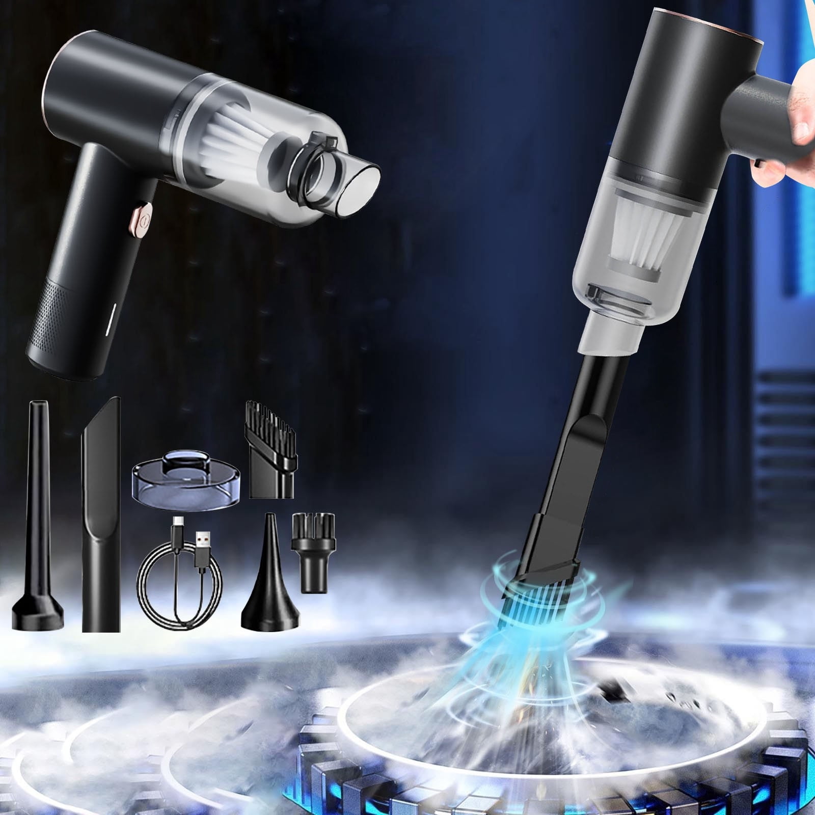 Wireless Handheld Car Vacuum Cleaner, High-Power Mini Suction with Wet ...