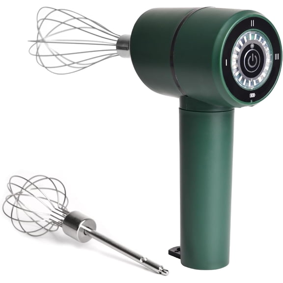 Wireless Handheld Mixer with 3-Speed Settings | Portable Electric Egg Beater for Kitchen, Baking & Outdoor Use, Emerald Green