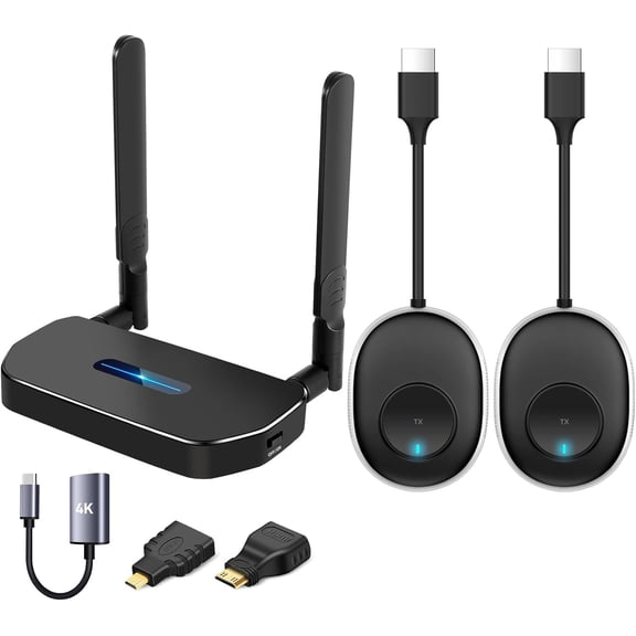 Wireless Hdmi Transmitter and Receiver 4k Kit.One Receiver and Two Transmitter Packages,Switch at Will,Matching Distance 50M VGA Dual Screen Casting Video Audio from PC/Laptop/TikTok to Monitor