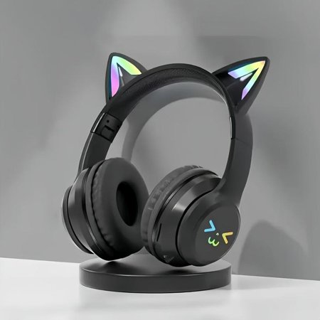 Wireless Headphone, Cat Ear Design Headphone with Built-in Microphone, Foldable Bluetooth-compatible Headset for Mobile Phone