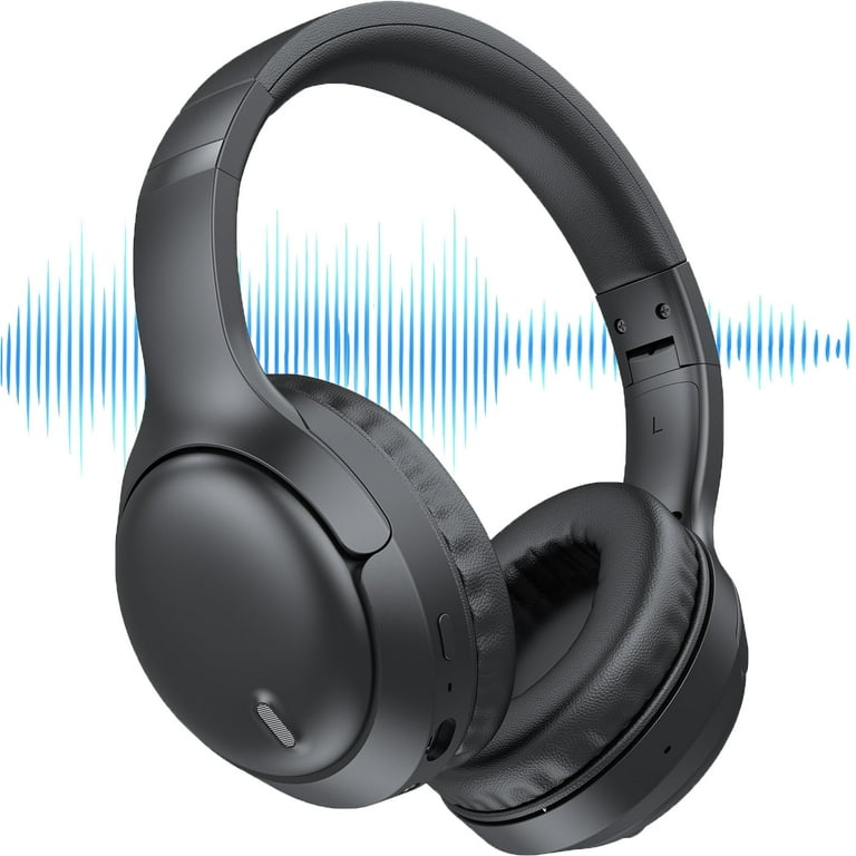 AUOSHI A18 Wireless Bluetooth Headphones Over Ear Noise Cancelling with Mic Foldable for PC and Cellphone Black Walmart