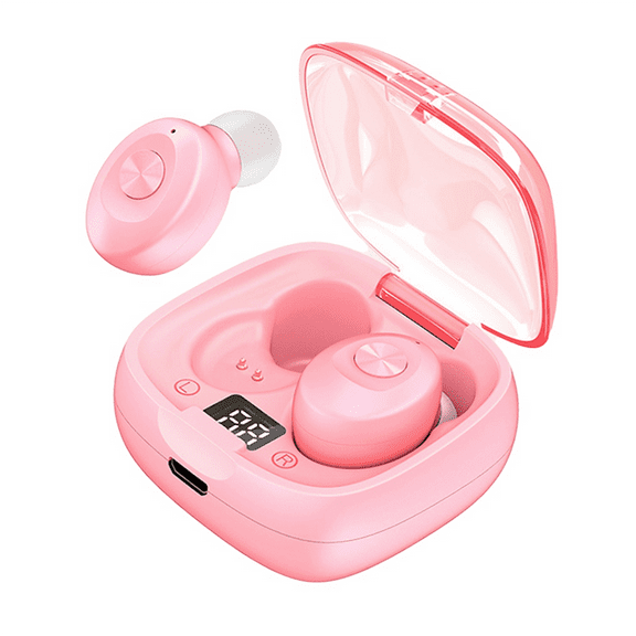Wireless Headphones Bluetooth 5.0 Earphones Touch Control Sports Earbuds LED Digital Display Works on Smartphones Pink