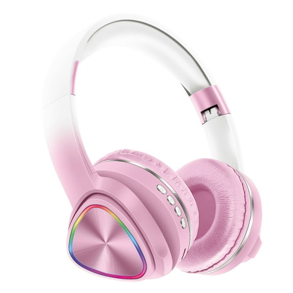 Wireless Headphones, Bluetooth 5.0 with LED Light Effects and Foldable Design for Work, Gaming, Workout, in Blue, Green, Pink