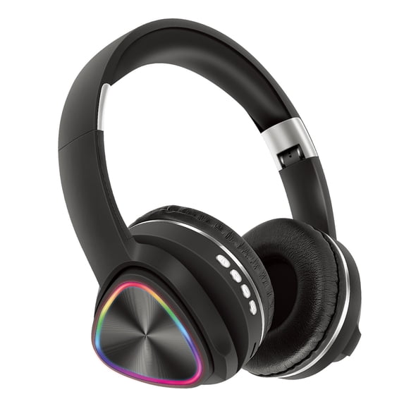 Wireless Headphones, Bluetooth 5.0 with LED Light Effects and Foldable Design for Work, Gaming, Workout, in Blue, Green, Pink