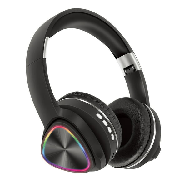 Wireless Headphones, Bluetooth 5.0 with LED Light Effects and Foldable Design for Work, Gaming, Workout, in Blue, Green, Pink