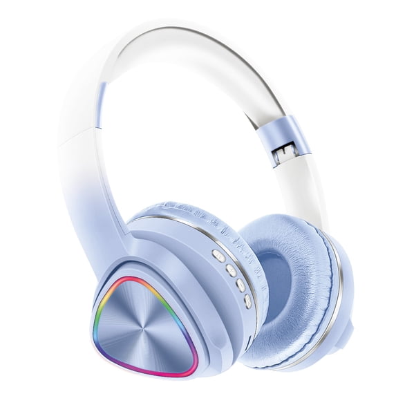 Wireless Headphones, Bluetooth 5.0 with LED Light Effects and Foldable Design for Work, Gaming, Workout, in Blue, Green, Pink