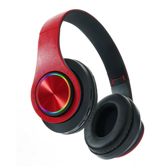 Wireless Headphones with Light Effects, Bluetooth 5.0 with Microphone ^ Features Memory Card Playback and Foldable Design ^ for Comfortable Wear and Extended Listening