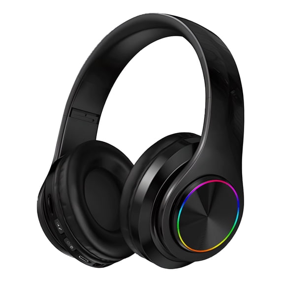 Wireless Headphones with Light Effects, Over-Ear Foldable Design, Long Battery Life, Bluetooth 5.0 and Built-In Microphone for Calls, Gaming, and Work