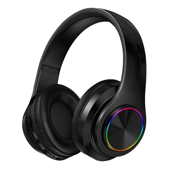 Wireless Headphones with Light Effects, Over-Ear Foldable Design, Long Battery Life, Bluetooth 5.0 and Built-In Microphone for Calls, Gaming, and Work
