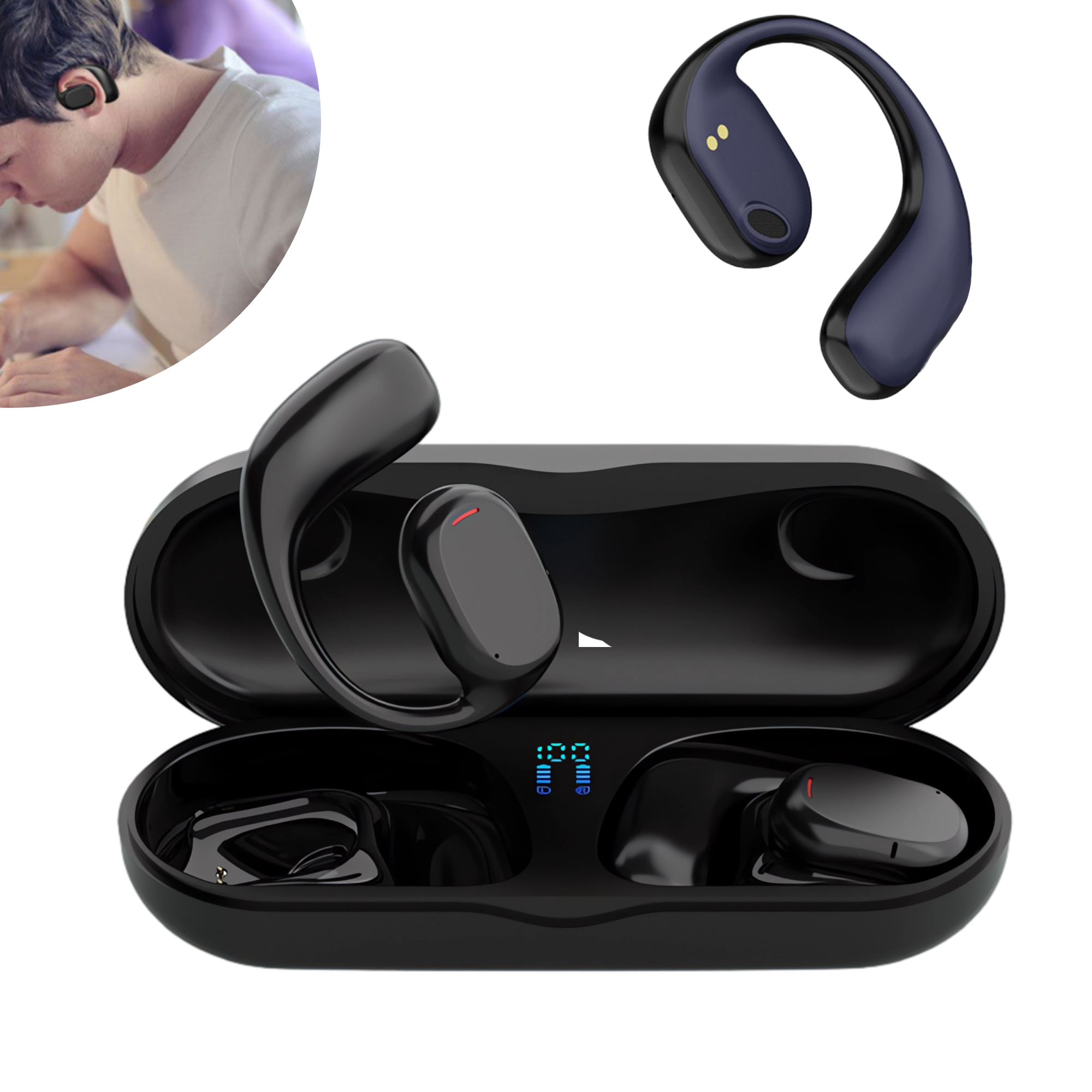 Wireless Headphones , Memory and Mic, Open Bone Conduction Headphones