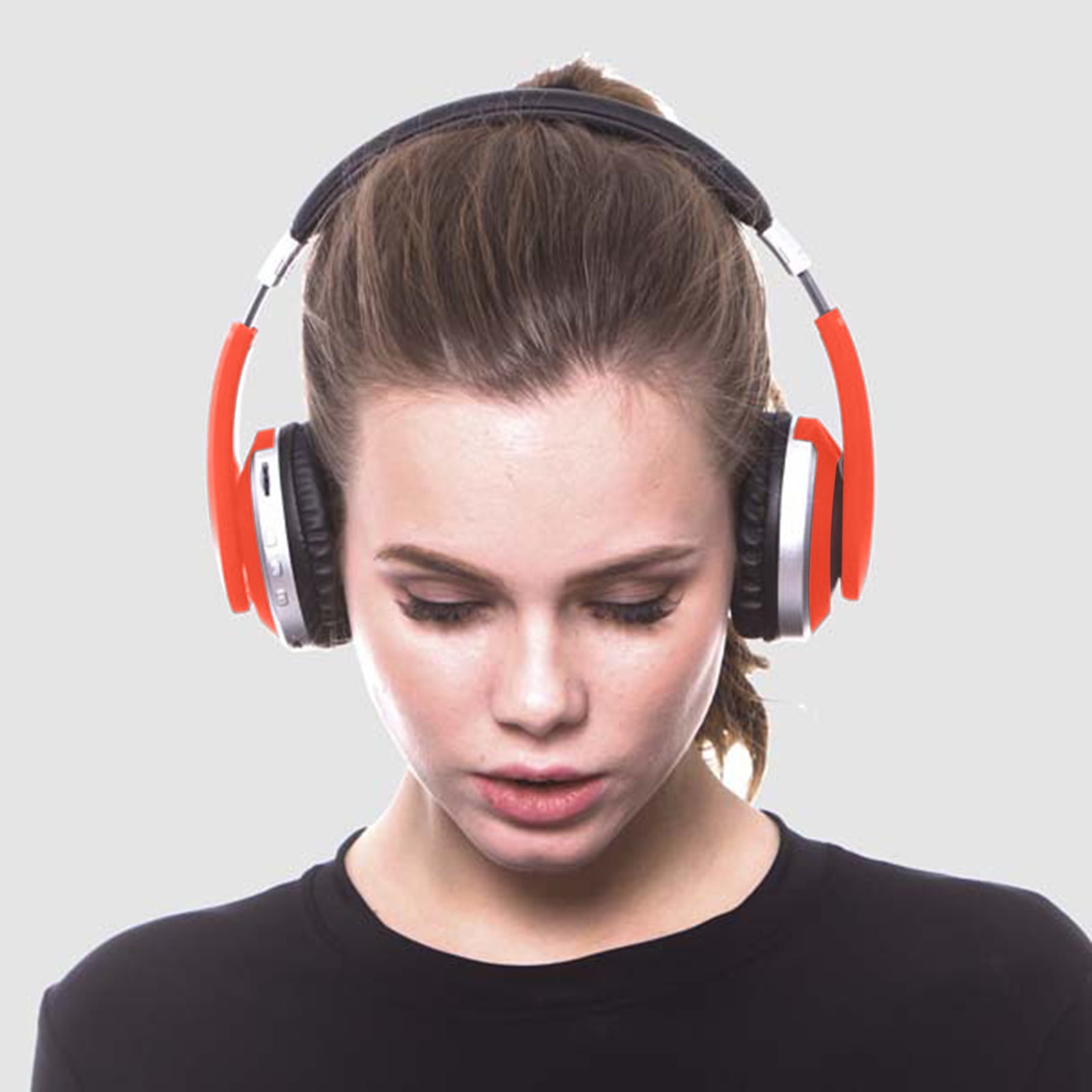 Wireless Headphones Over-Ear Headphones Active Noise Cancelling Bluetooth Headphones with Microphones, 42 Hours Playtime, HiFi Audio Adjustable Headphones for iPhone/Android/Samsung - Red