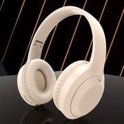 Wireless Headphones Over-Ear, HiFi Stereo Wireless Headphones, Foldable and Wireless Wired Mode, Noise Isolating Over-Ear Headphones with Mic and Volume Control for Computer Laptop Mobile, Off-White