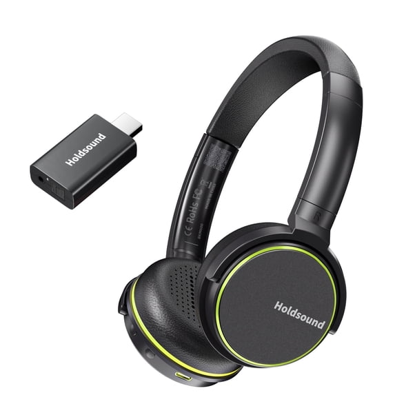 Holdsound Wireless TV Headphones for Seniors - BKM600 Comfortable & Lightweight On-Ear Design with Multi-Output USB Transmitter (Optical/AUX/RCA/USB), Green