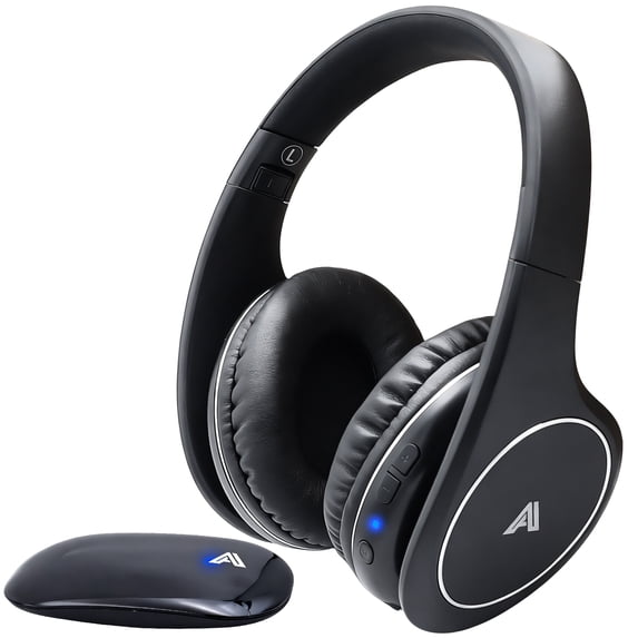 Tv Headsets Wireless Tv Headphones for tv Watching with Transmitter Stereo Earphones Wired with 2.4GHz RF Transmitter Optical RCA AUX FM Radio 100ft for Seniors Watching Home TV Game Computer