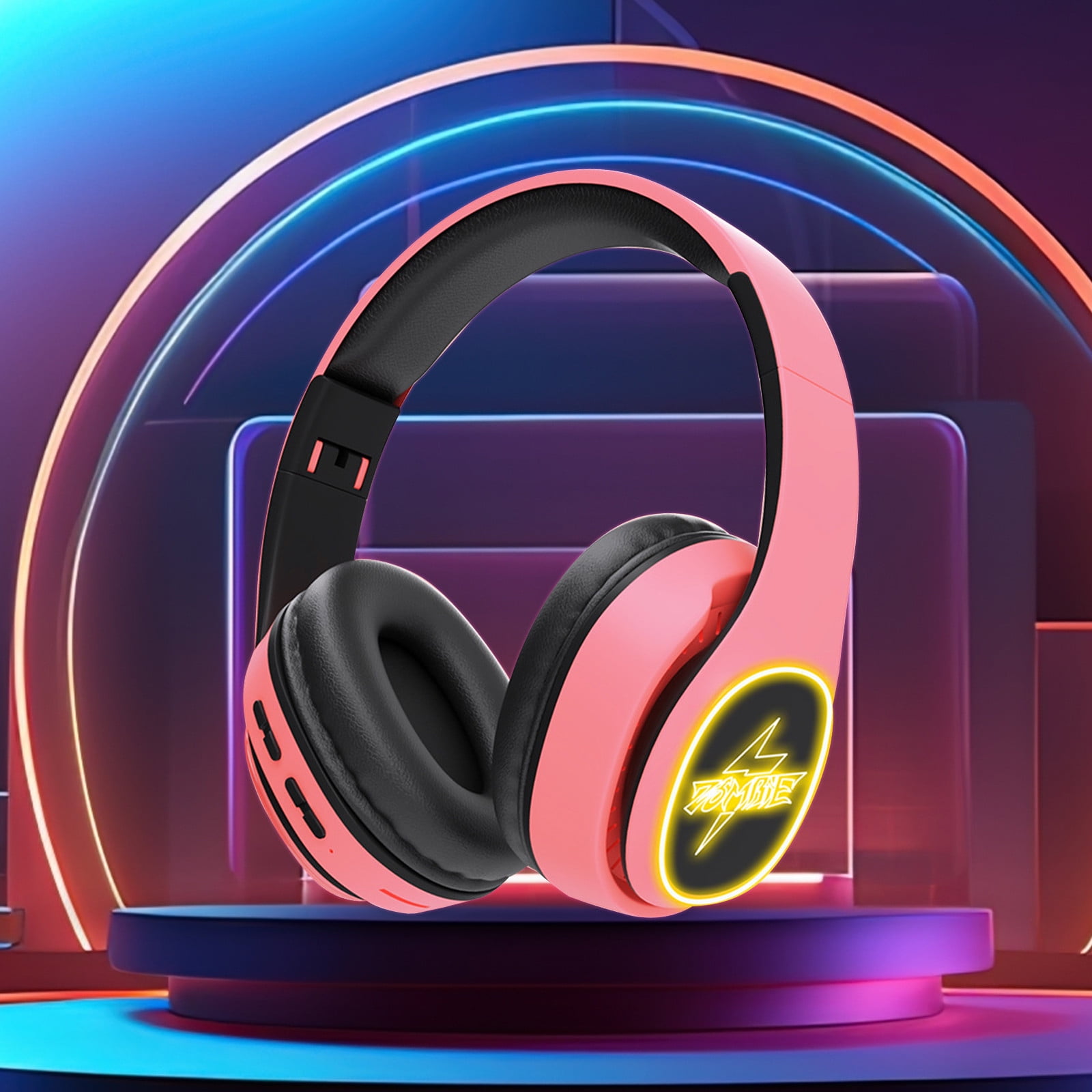 Wireless Headset with AI Noise Cancelling Microphone Bluetooth Headset - Bluetooth V5.2 Headphones with USB Dongle, Charging Base & Mic Mute for Computer/Laptop/PC/iPhone/Android/Cell Phones,Pink