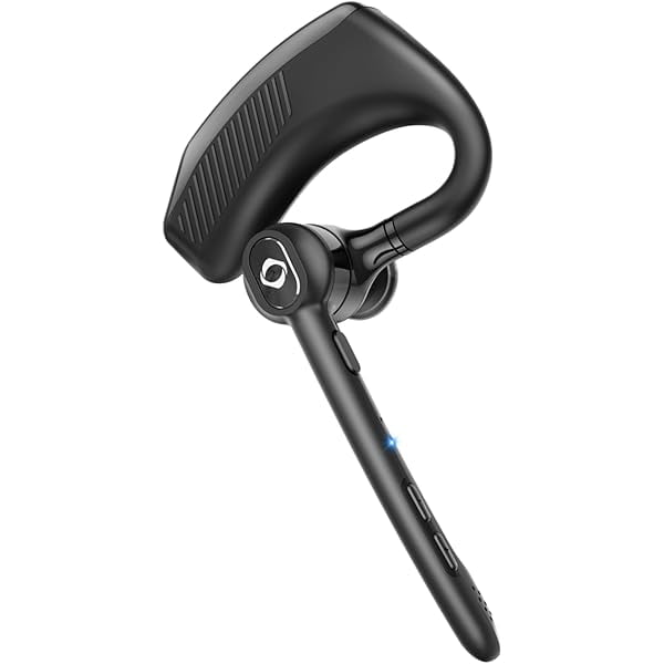 Wireless Headset Bluetooth Earpiece with Dual Noise Canceling Microphone Hands Free Headphones Single Ear Earphone Over Ear Earbud for iPhone Samsung Android Cellphones TV PC Trucker Game Work