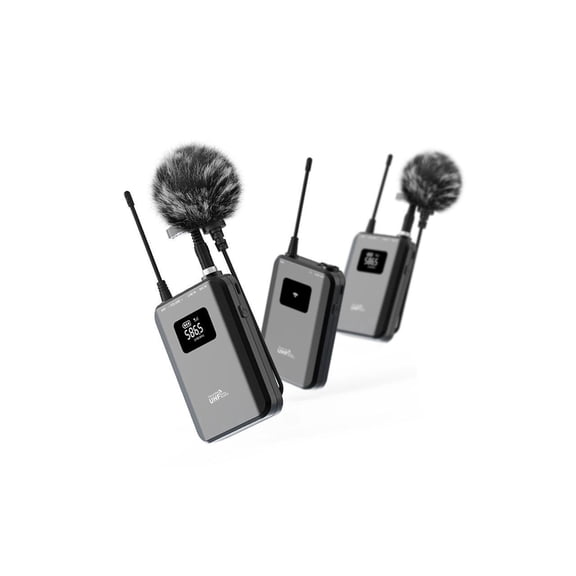 Wireless Headset Lavalier Microphone System - Dual Wireless Lapel Mic for iPhone, DSLR Camera, PA Speaker, YouTube, Podcast, Video Recording, Conference, Vlogging, Church, Interview, Teaching