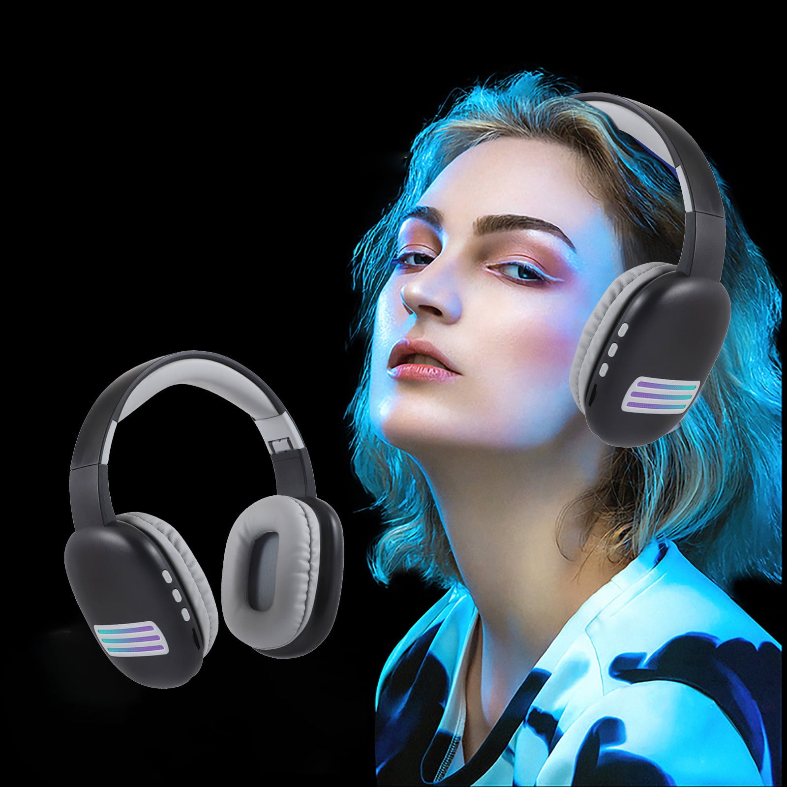 Wireless Headset with Mic for Work, Bluetooth Headset with AI Noise Cancelling Microphone, 65Hrs Working Time Wireless Headset with Microphone for Work from Home/PC/CallCenter/Computer/Laptop(Black)