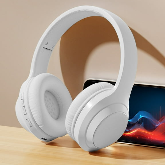 Wireless Headset with Mic for Work, Bluetooth Headset with Microphone (Environmental Noise Cancellation), Wireless Headset with USB Dongle & Charging Dock for PC/Teams/Zoom/Call Center/Home,White