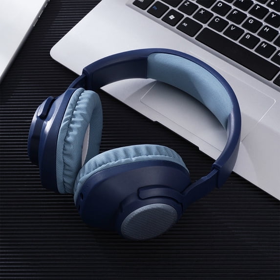 Wireless Headset with Mic for Work, Bluetooth Headset with Microphone (Environmental Noise Cancellation), Wireless Headset with USB Dongle & Charging Dock for PC/Teams/Zoom/Call Center/Home(Blue)
