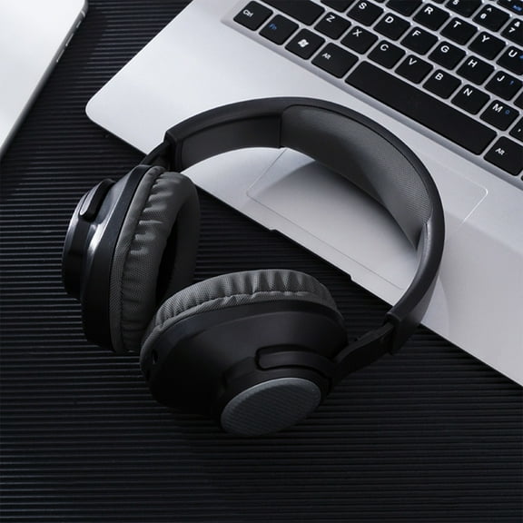 Wireless Headset with Mic for Work, Bluetooth Headset with Microphone (Environmental Noise Cancellation), Wireless Headset with USB Dongle & Charging Dock for PC/Teams/Zoom/Call Center/Home(Black)