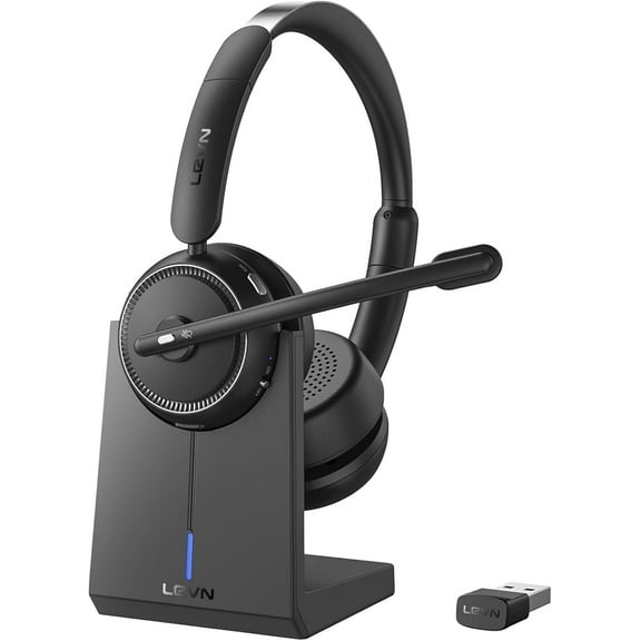 Wireless Headset with Mic for Work, Bluetooth Microphone (Noise Cancelling & Mute Button), Headphones Work from Home/Office/PC/Call Center/Computer/Laptop/Teams/Zoom