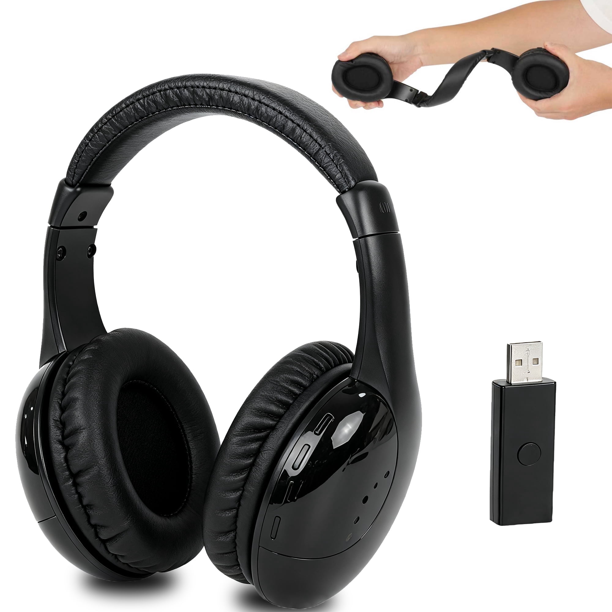 Wireless Headset with USB Dongle, Over Ear Wireless Headphones with ...