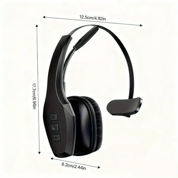 Wireless Headset, V5.1 Over Head Headphones, 55 Hours Talk time, Single Ear Trucker Wireless Headset with Mic, Mute Button, for Phones PC Computer Truck Driver Office Work - Black, Headset Wireless