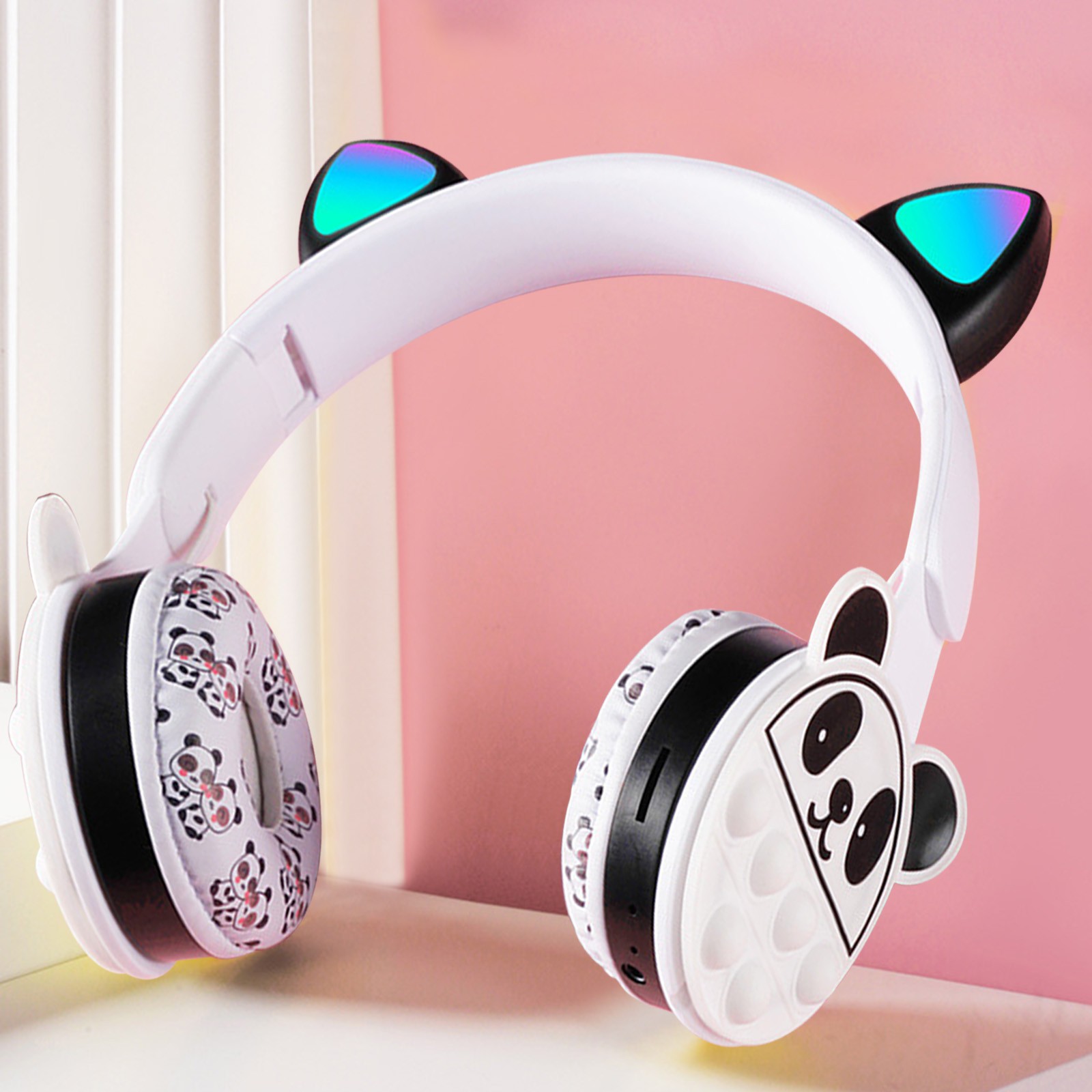 Wireless Headset Wireless Headphone Flash Light Cute Ears Fone With